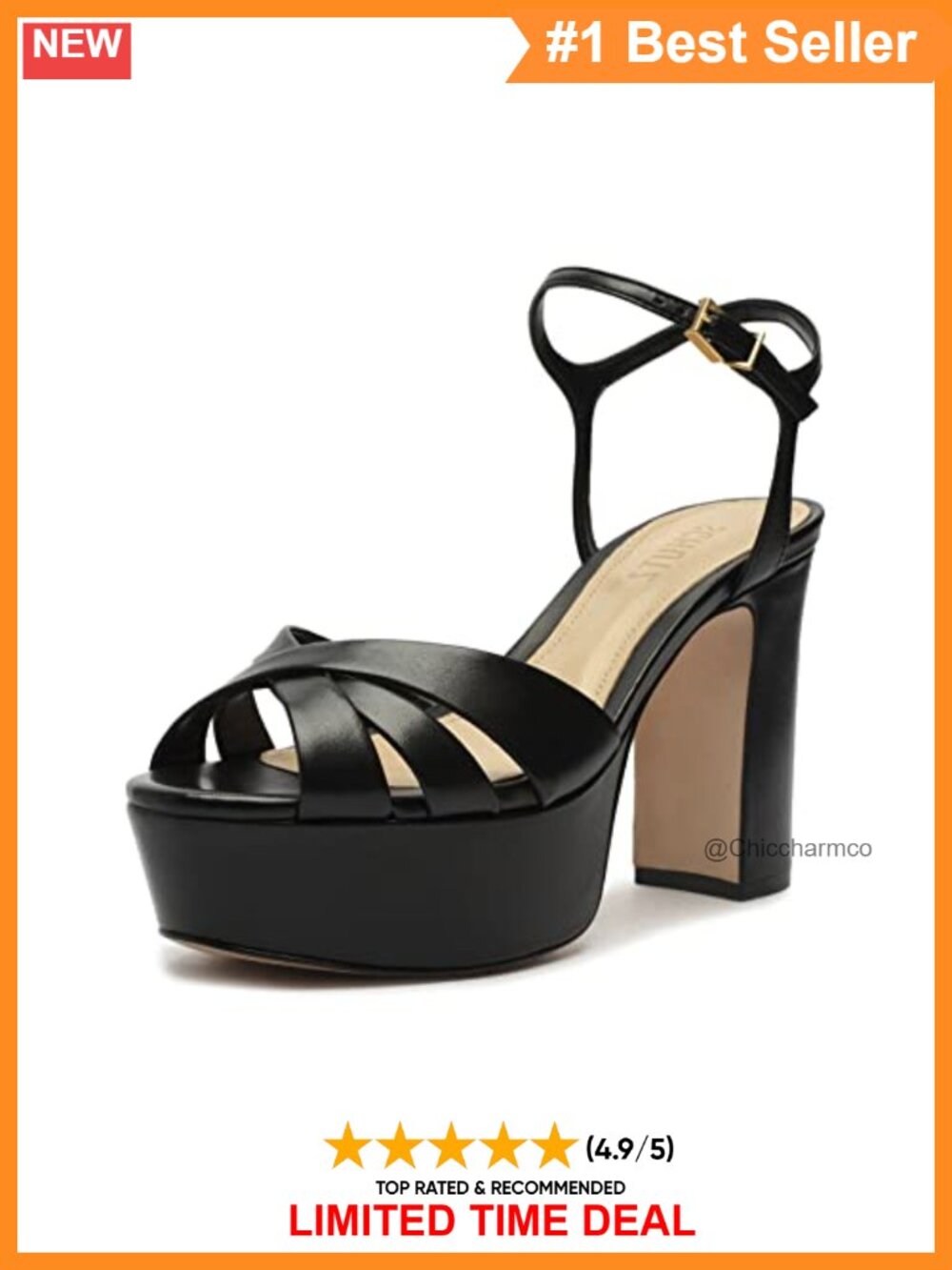 Platform Dress Sandals Leather Chunky Block Heel Ankle Strap Wedding Shoes